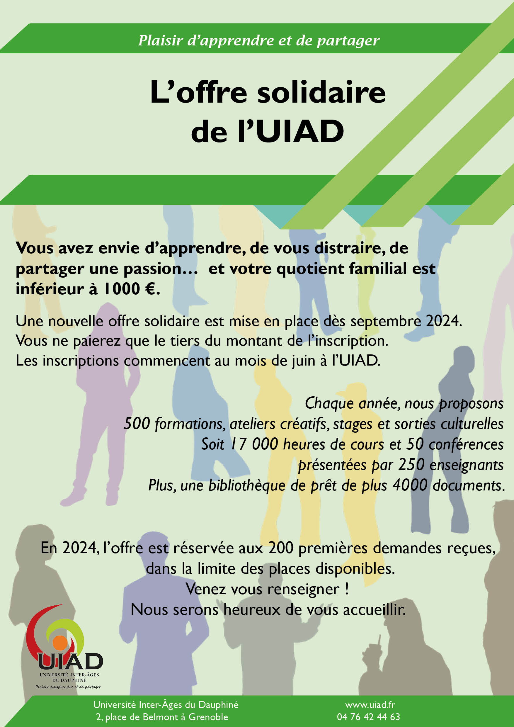 Offre solidaire de l&#039;UIAD (Université Inter-Âges du Dauphiné) Grenoble