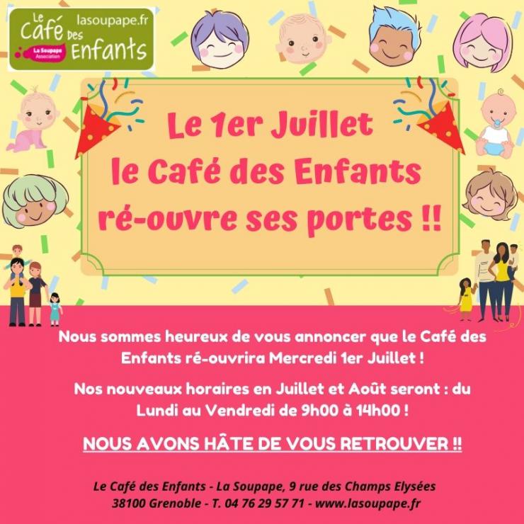 Le Café des Enfants ré-ouvre le 1er Juillet