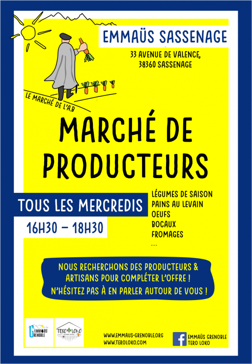 sur la communauté Emmaus se tiendra tous les mercredis de 16H30 à 18H30 un marché de producteurs