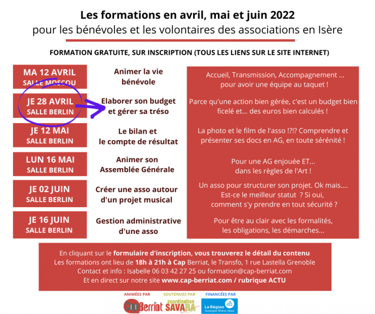 Cap Berriat - Formation gratuite « Elaborer son budget et gérer sa tréso » à Grenoble