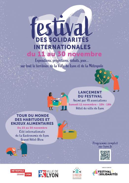 Affiche du programme du Festival des Solidarités Lyon et Métropole du 11 au 30 novembre