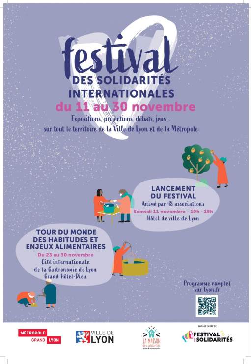 Affiche du programme du Festival des Solidarités Lyon et Métropole du 11 au 30 novembre
