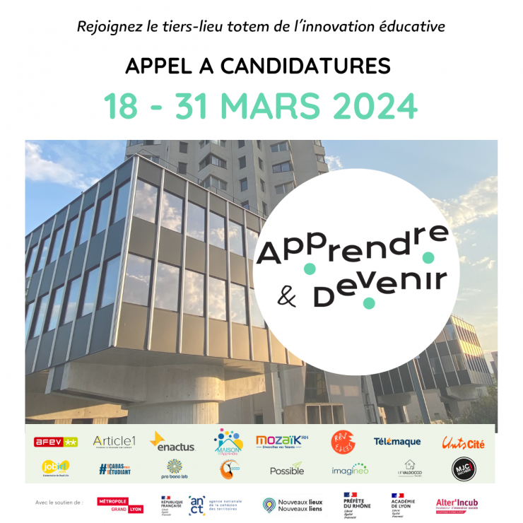 Le Tiers-Lieu APPRENDRE & DEVENIR | La Duchère lance son appel à candidatures pour un emménagement des structures dès Juin 2024 !