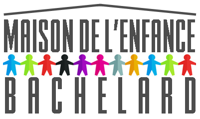 logo maison de l'enfance Bachelard avec des enfants de toutes les couleurs qui se tiennent par la main 