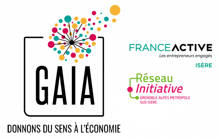 logo gaia avec des petits ronds colorés 