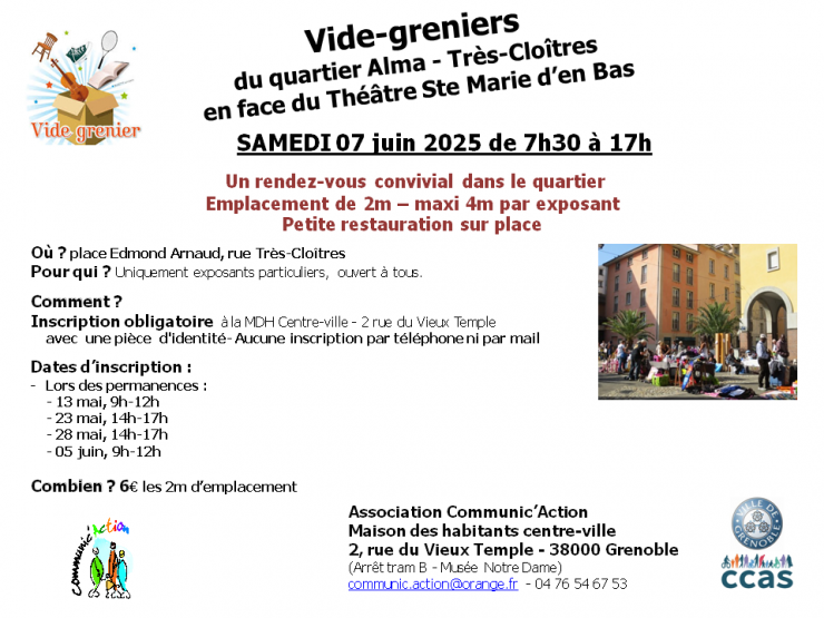 Info du vide greniers pour visiteurs et exposants