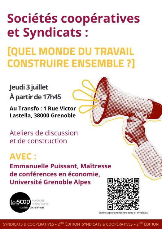 Affiche rencontre sociétés coopératives et syndicats avec lien d'inscription