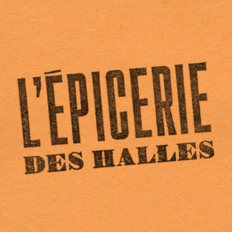 Logo : carré orange sur lequel est écrit en noir : L'épicerie des Halles 