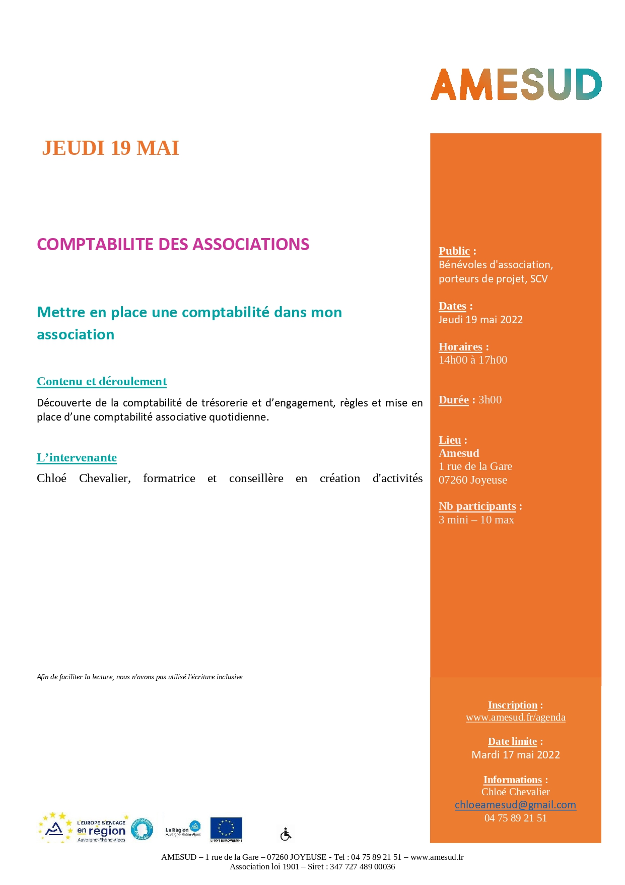 Comptabilité des associations – Mettre en place une comptabilité dans mon association – Joyeuse (07)