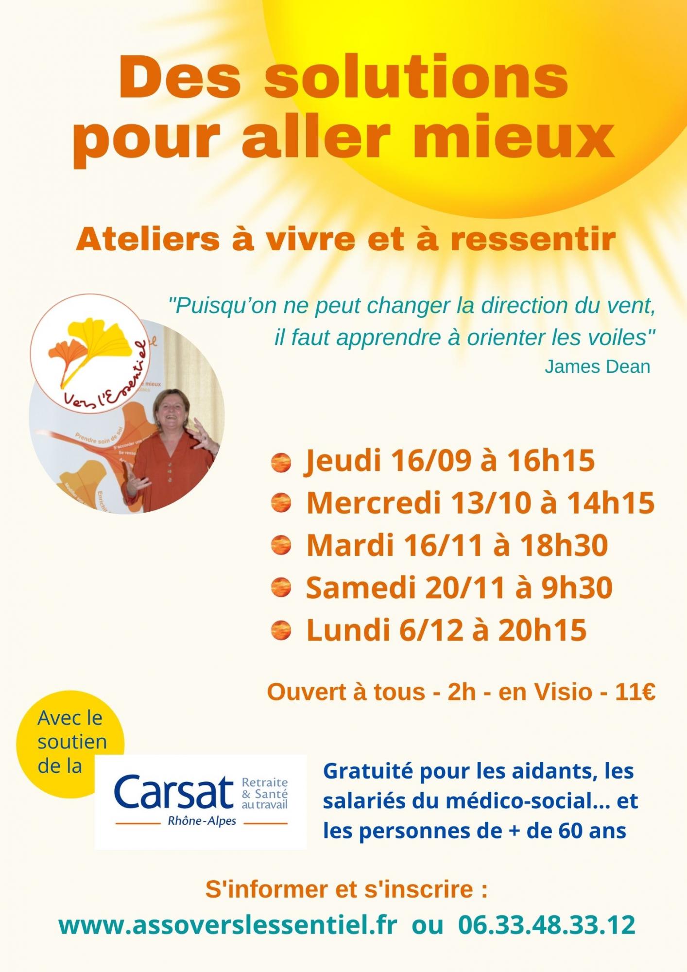 Des solutions pour aller mieux : Ateliers en Visio sur le 2ème semestre