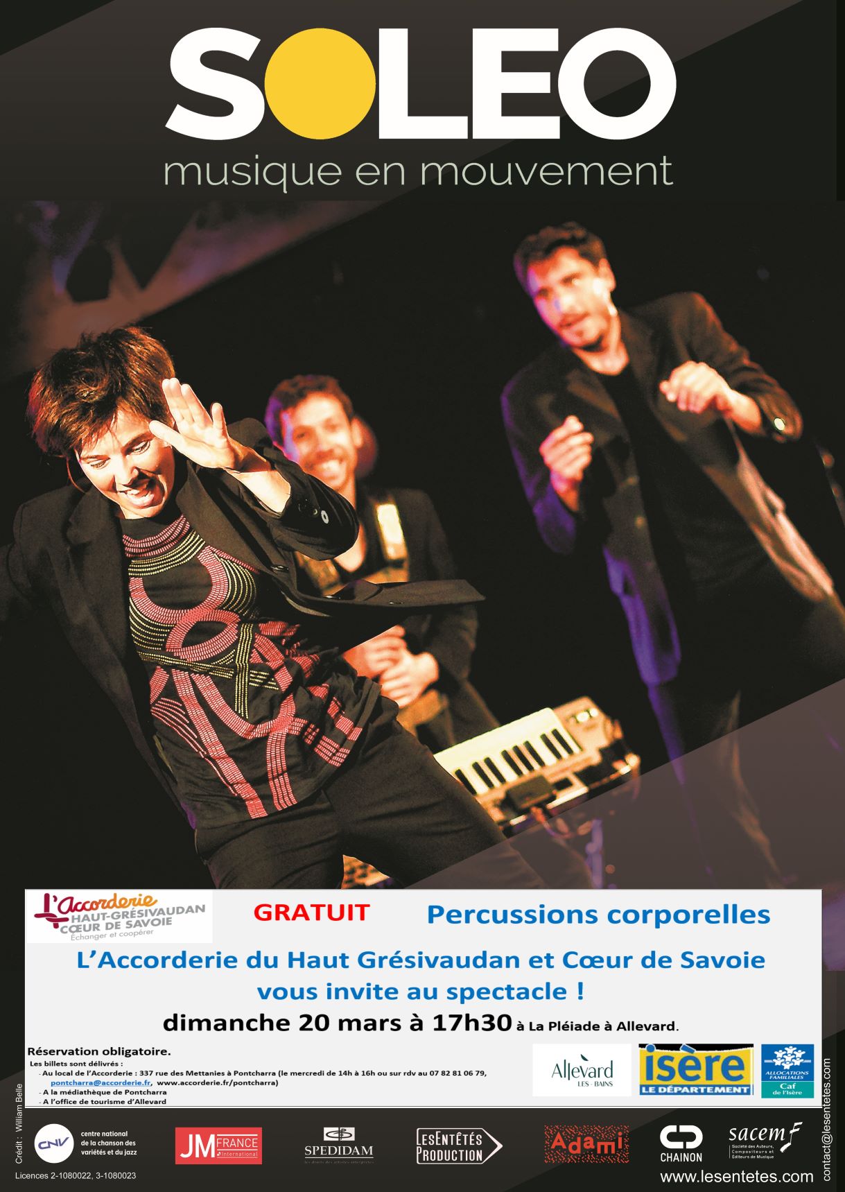 Spectacle de percussions corporelles SOLEO à la salle de La Pleïade à Allevard