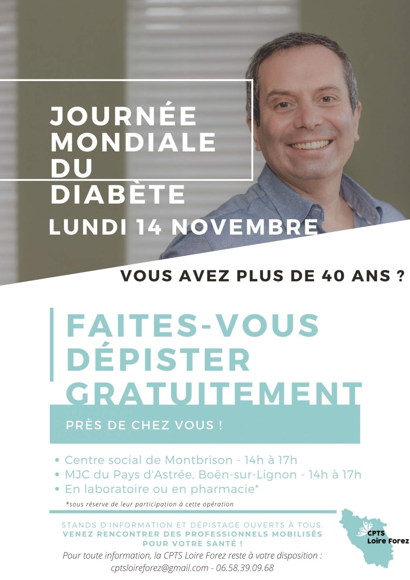 14 NOVEMBRE, JOURNÉE MONDIALE DU DIABÈTE & 1ÈRE ACTION TERRITORIALE DE PRÉVENTION DE LA CPTS LOIRE FOREZ