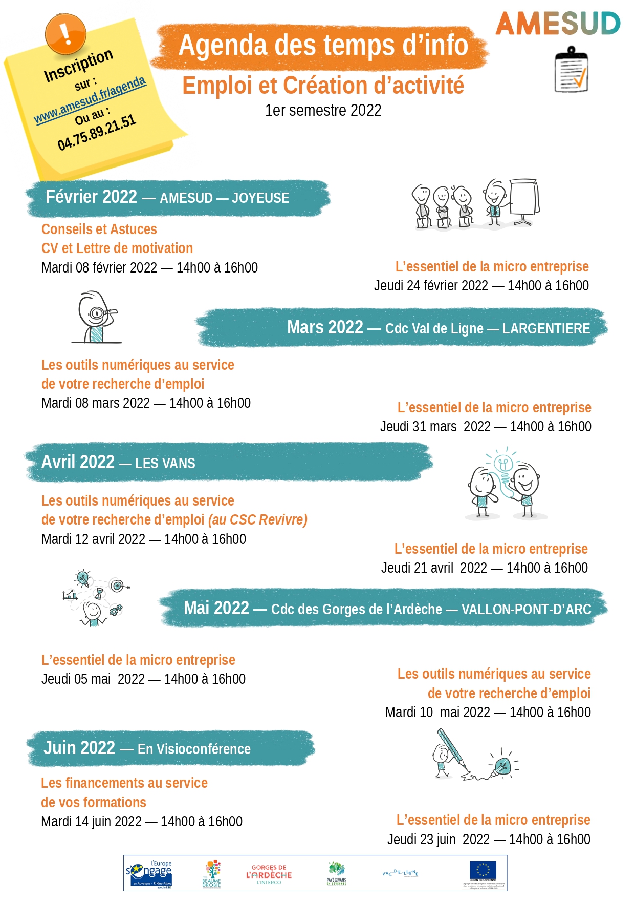 Agenda des temps d&rsquo;info « Emploi et création d&rsquo;activité » – 10 RDV