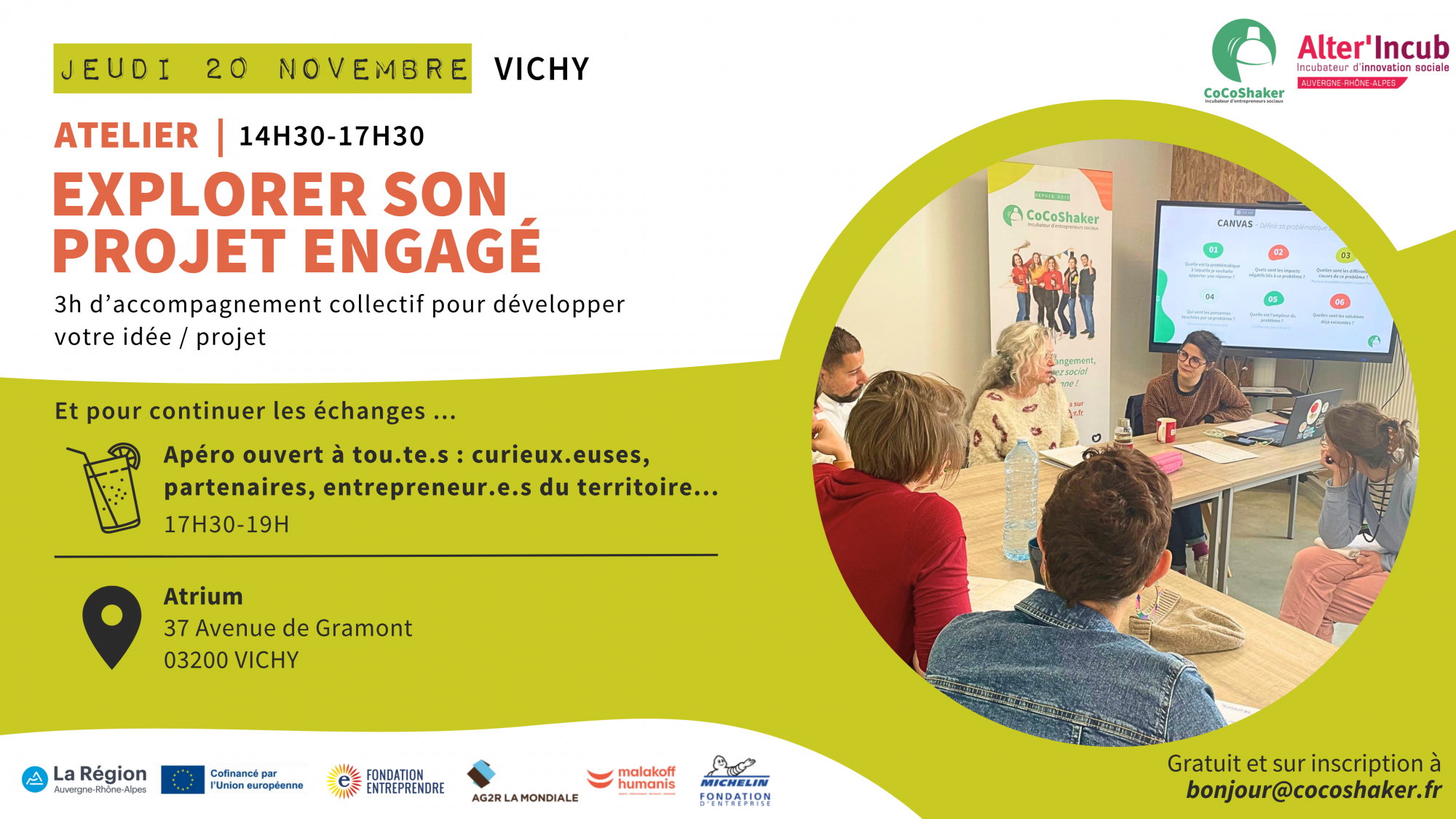 Vichy | Atelier « Explorer son projet engagé » suivi d’un apéro