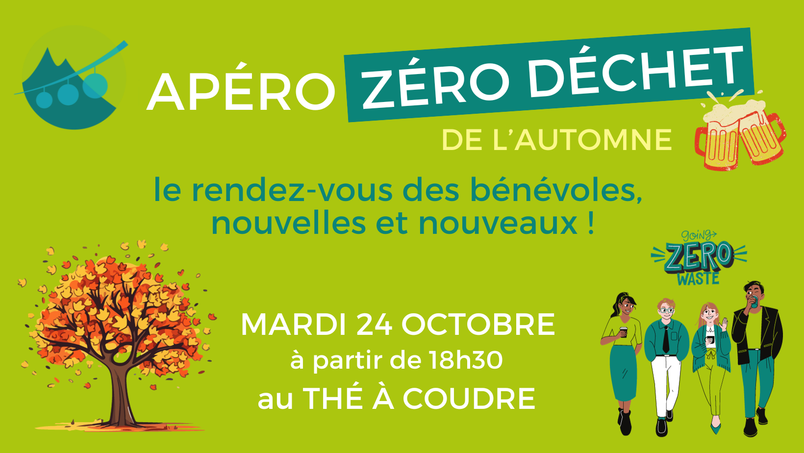Apéro zéro déchet de l&rsquo;automne – Rendez-vous des bénévoles et nouveaux.elles