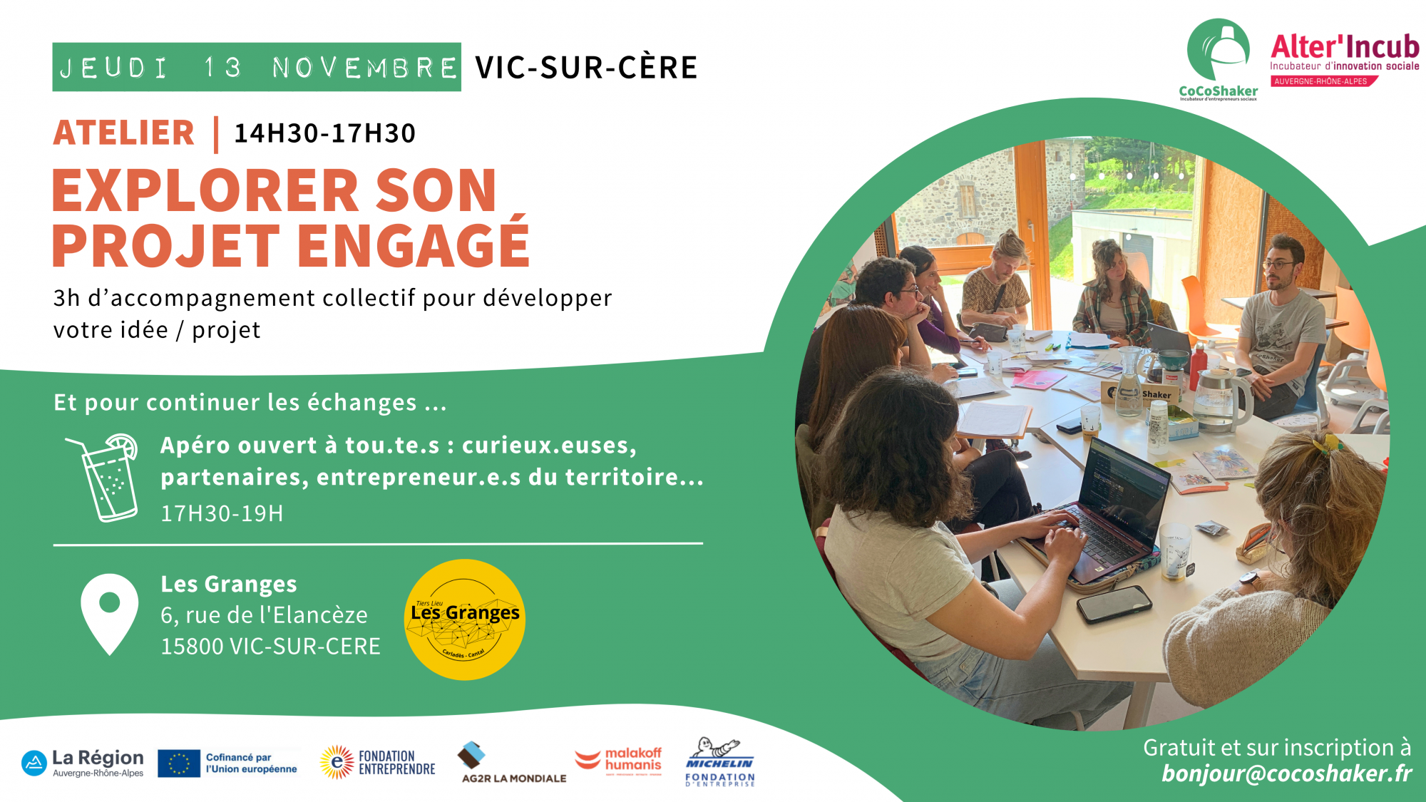 Vic-sur-Cère | Atelier « Explorer son projet engagé » suivi d’un apéro
