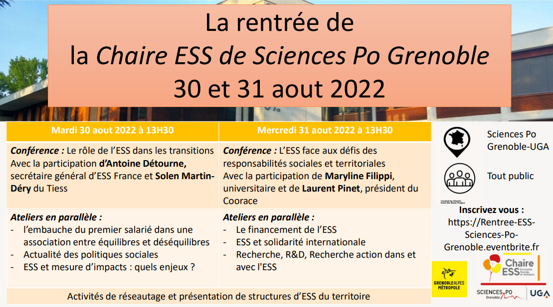 La rentrée de la Chaire ESS à Sciences Po Grenoble
