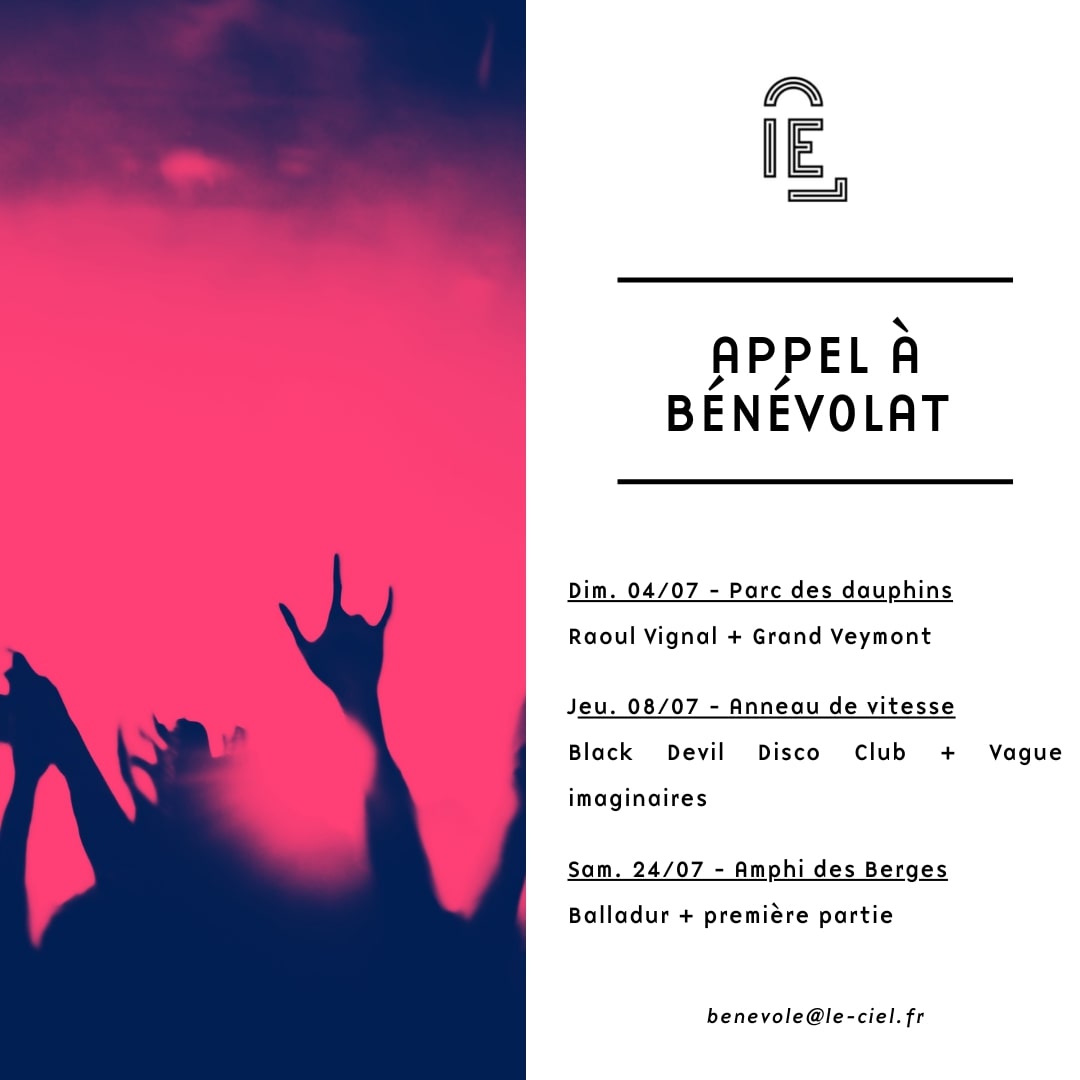 Le Ciel recherche des bénévoles pour des concerts – Grenoble (38)