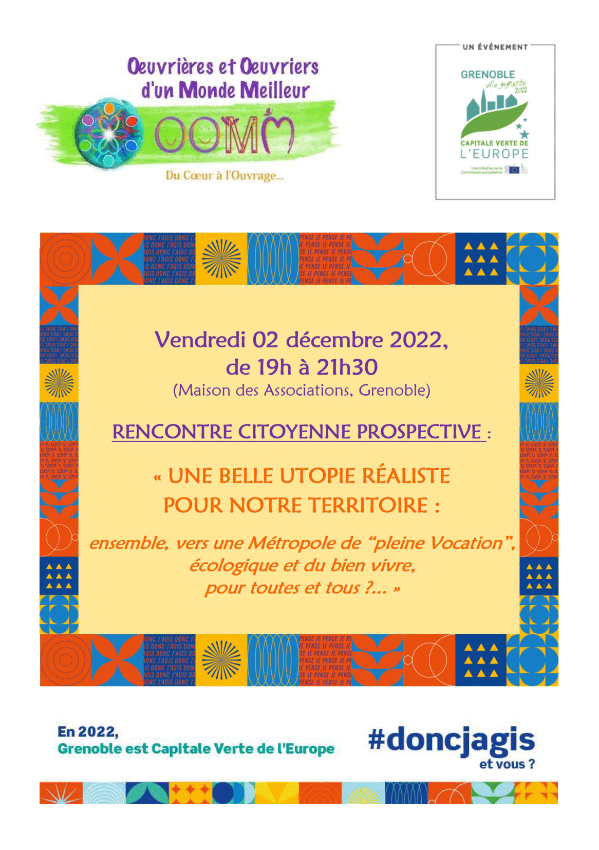UNE BELLE UTOPIE RÉALISTE POUR NOTRE TERRITOIRE : ensemble, vers une Métropole de “pleine Vocation”, écologique et du bien vivre, pour toutes et tous ?… UNE BELLE UTOPIE RÉALISTE POUR NOTRE TERRITOIRE : ensemble, vers une Métropole de “pleine Vocation”, écologique et du bien vivre, pour toutes et tous ?…