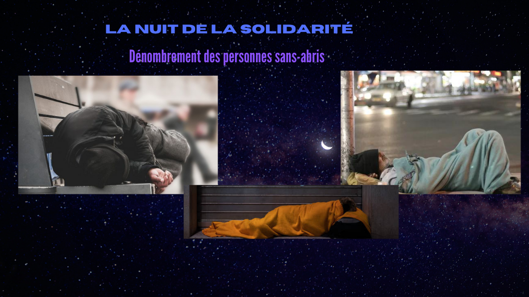La Nuit de la Solidarité, une nuit de décompte annuel des personnes sans solution d’hébergement ou de logement.