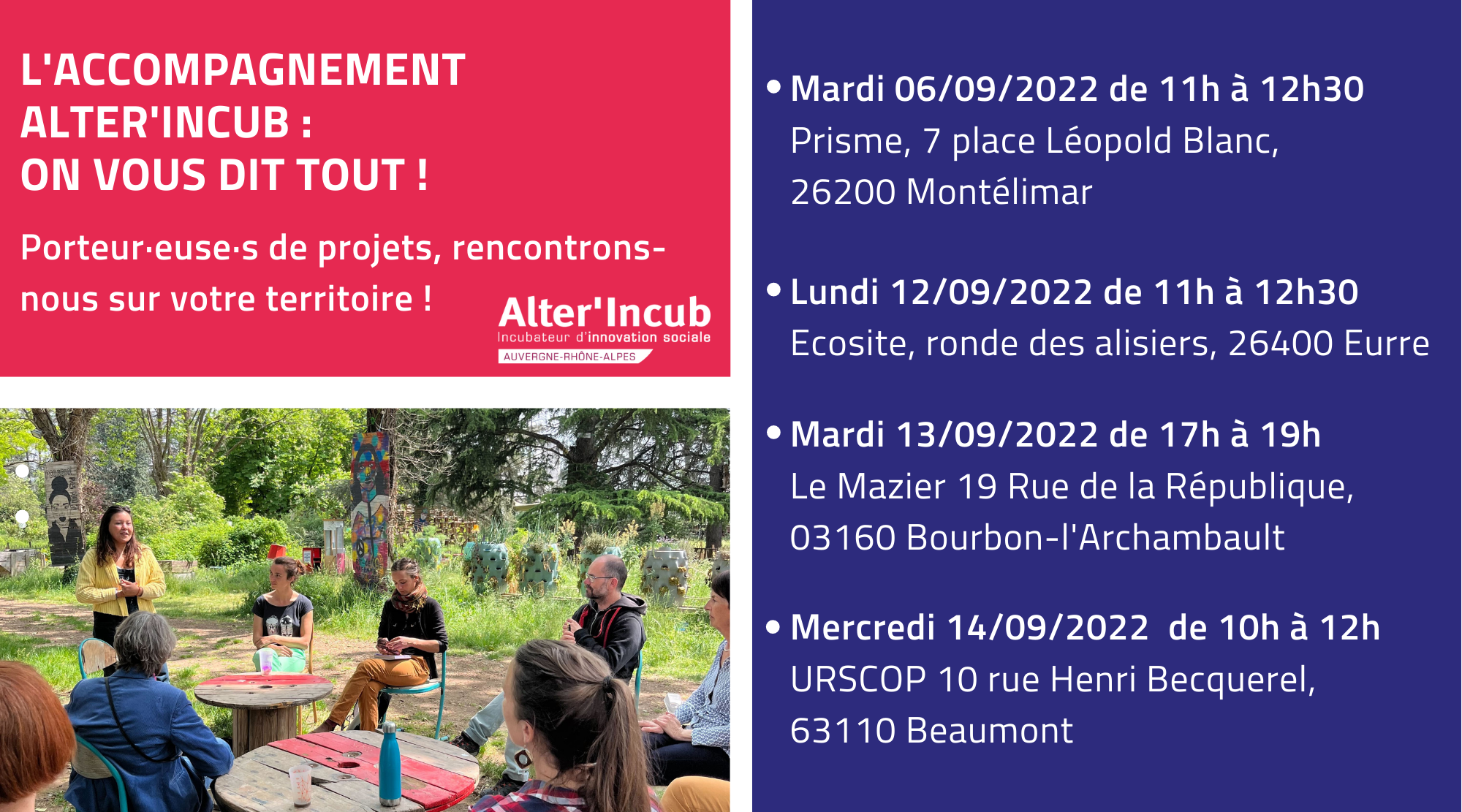 Réunions d’information sur le programme d’Alter’Incub : on vous dit tout !