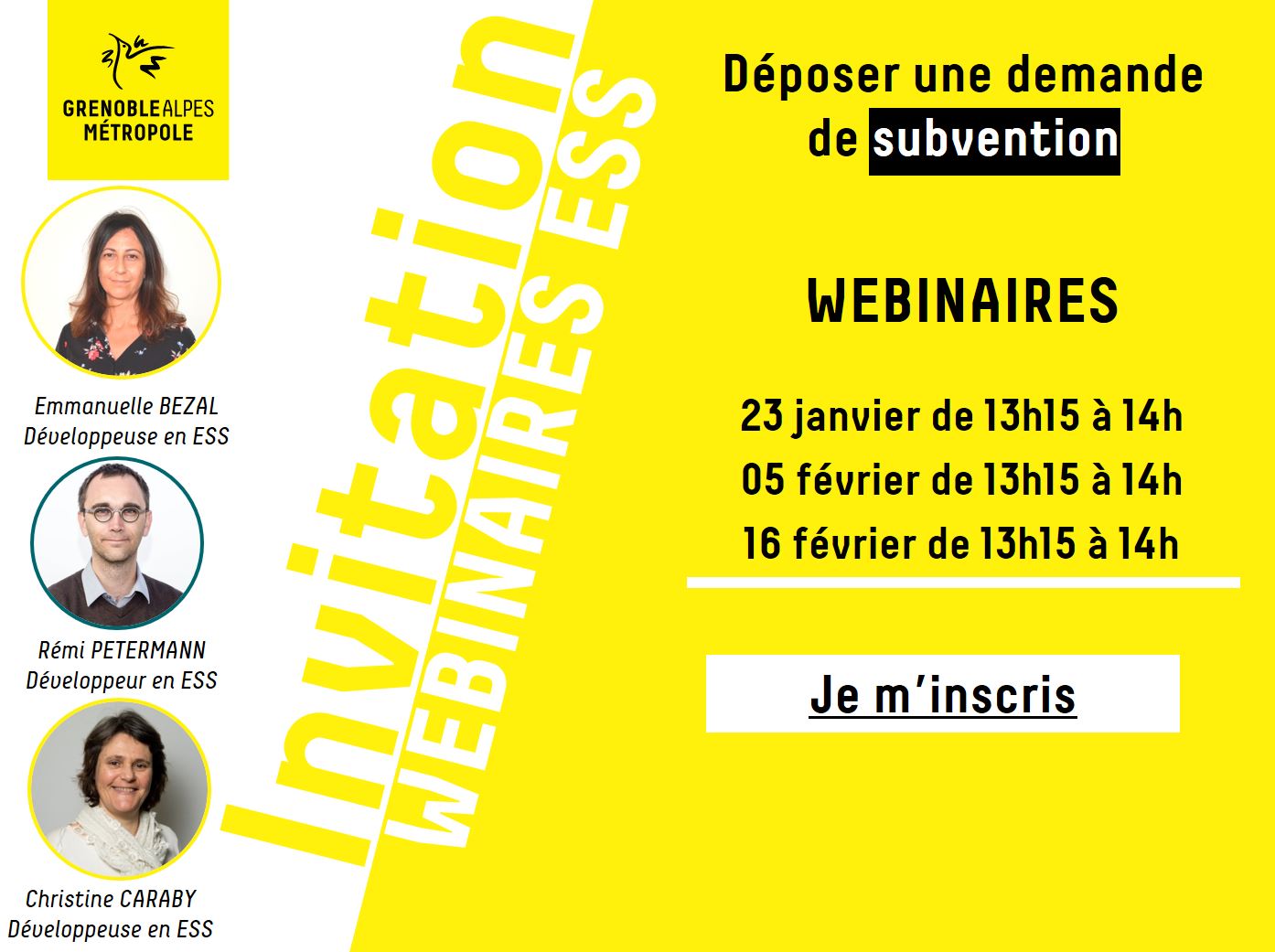 Webinaires de Grenoble Alpes Métropole : déposer une demande de subvention Webinaires de Grenoble Alpes Métropole : déposer une demande de subvention